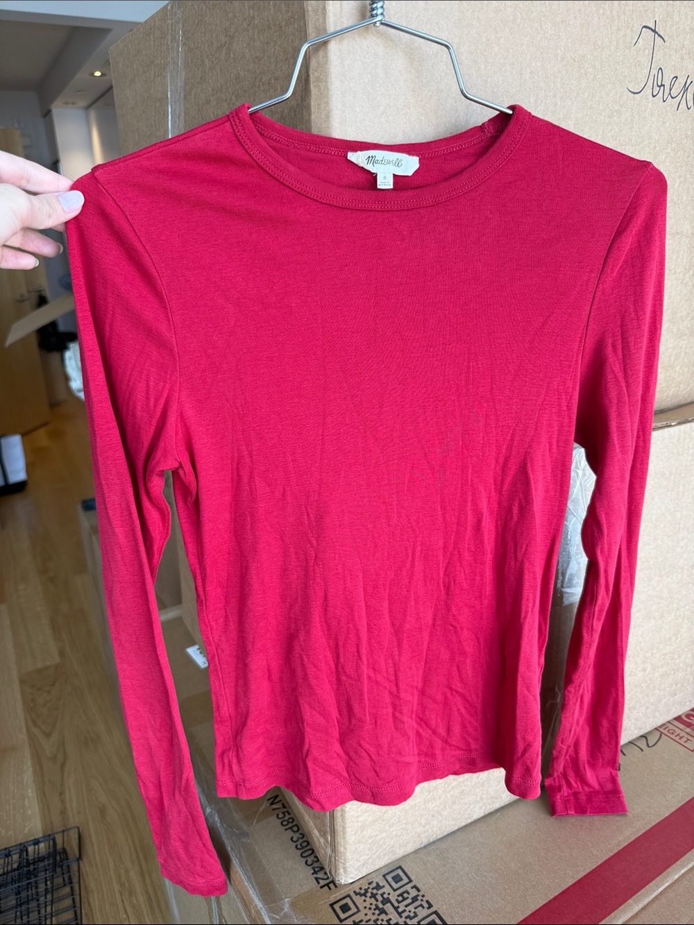 Madewell Cranberry Long-Sleeve Crewneck Tee